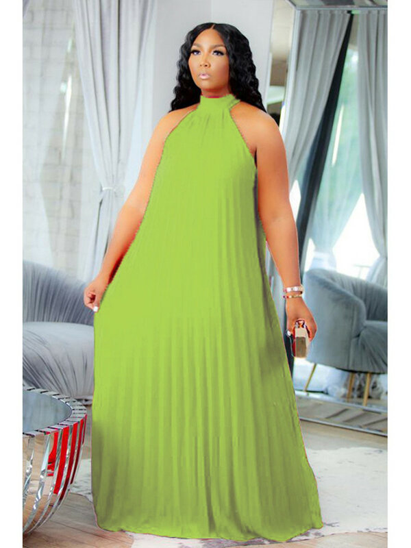 Wmstar 플러스 사이즈 여성용 롱 드레스, 리브리스 밴디지 홀터, 할로우 아웃 스플릿 A 라인 맥시 드레스 의상, 도매 직송