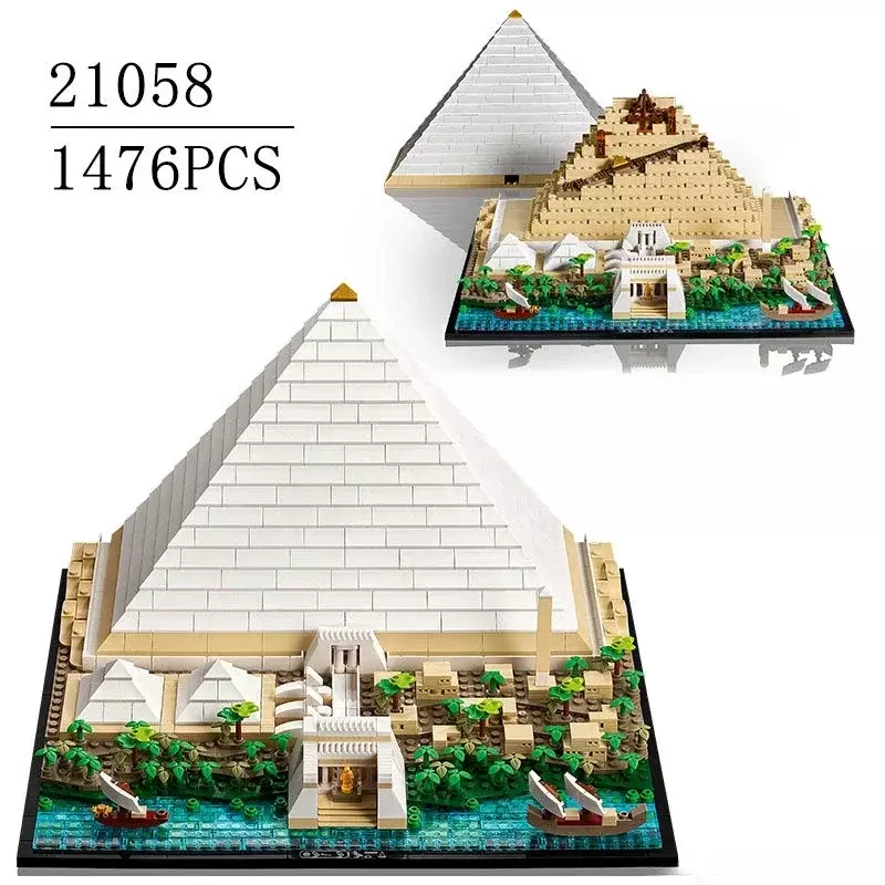 In Voorraad 1476 Stuks De Grote Piramide Van Giza Model Bouwsteen Set Compatibel 21058 Diy Geassembleerde Stenen Kid Speelgoed Brithday Cadeau