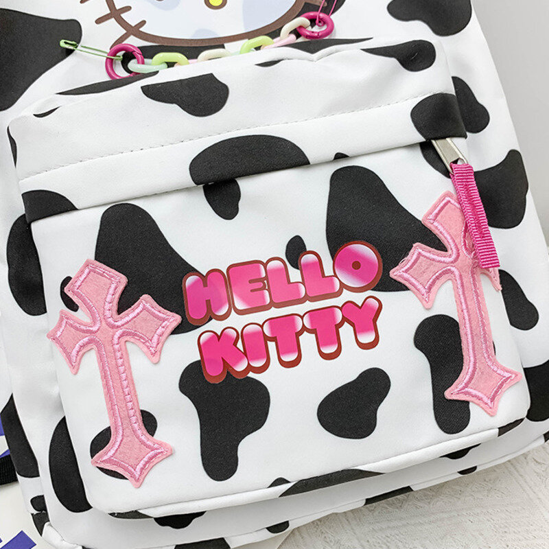 Sanrio Hello Kitty Y2k zaino donna Kawaii Cartoon Pattern studente Nylon zainetto borsa a tracolla da viaggio di grande capacità zaino