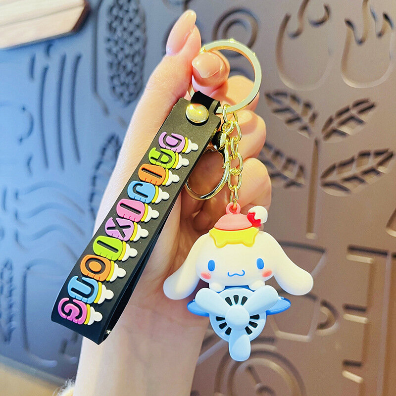Sanrio-Llavero de Hello Kitty Kuromi My Melody Cinnamoroll para coche, adornos colgantes de mochila, figura de Anime, regalos para niños