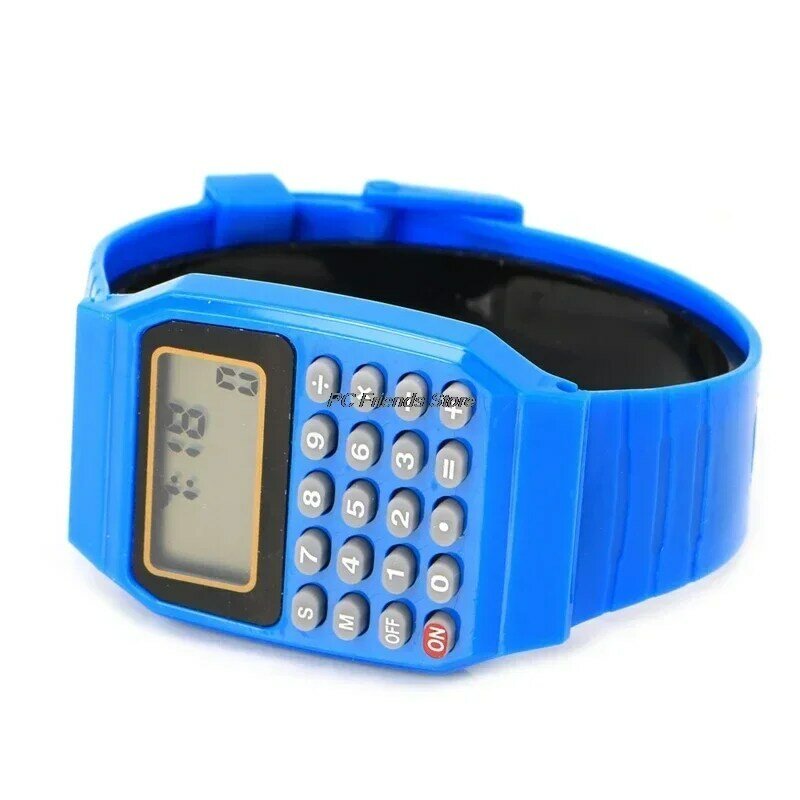 Crianças Eletrônico LED Digital Relógios, Moda Calculadora Relógios, Silicone Banda Relógios De Pulso, Crianças
