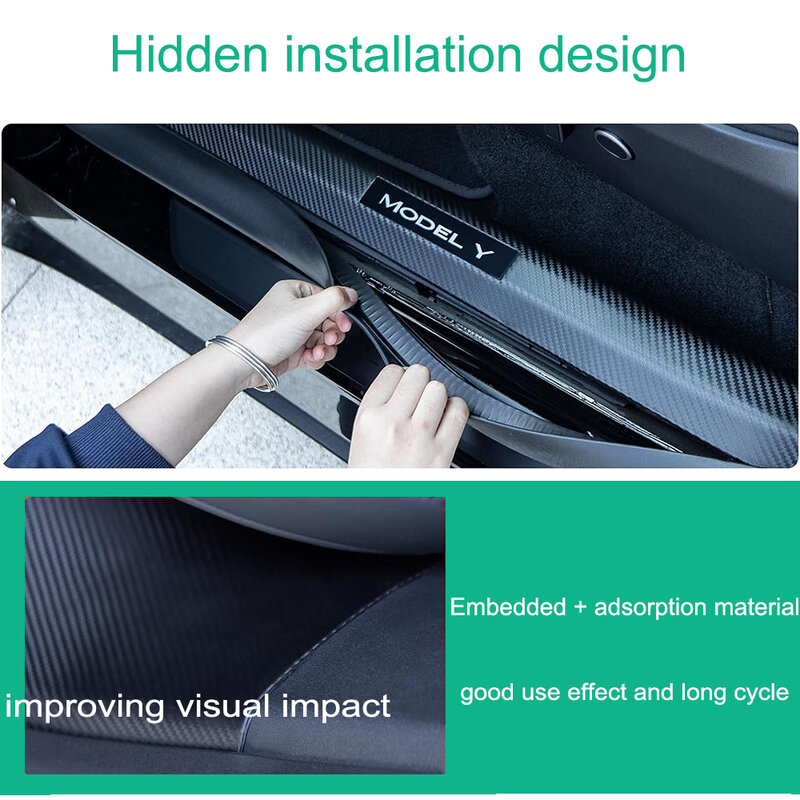 4pc door sill pedal protector For Tesla Model 3y Highland Wear-resistant plastic anti-kick Embed installat Interior decoration