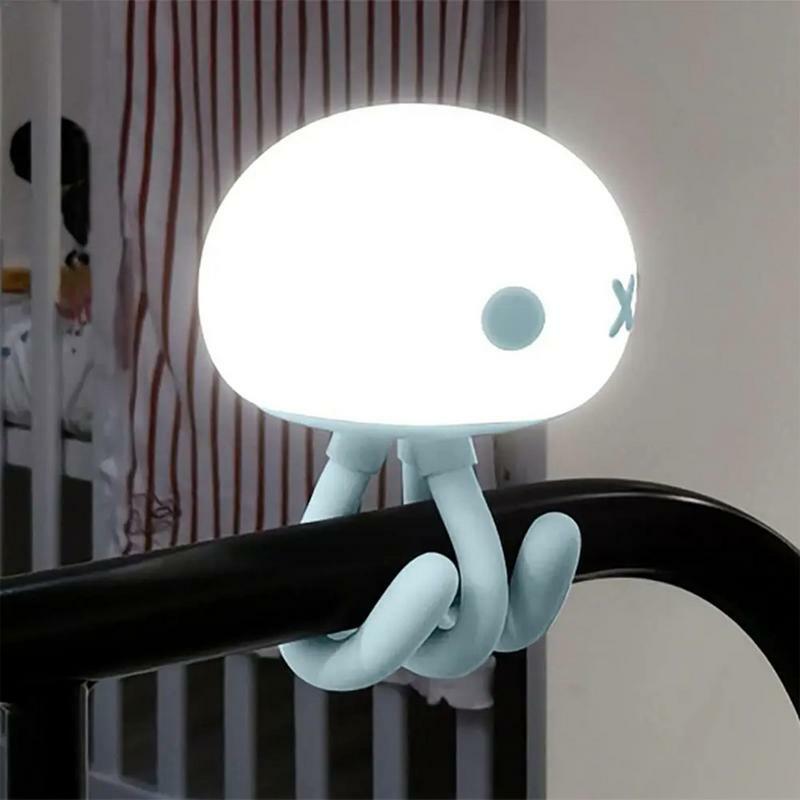 Silicone LED Inteligente Jellyfish Night Light, Bedside Bedside Deformable Lamp, Toque Escurecimento, Proteção para os olhos, USB Recarregável