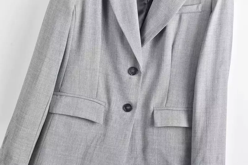 Casaco de terno casual de peito único feminino, casaco retrô de manga comprida, top chique, decoração de bolso flip, solto, nova moda, 2022