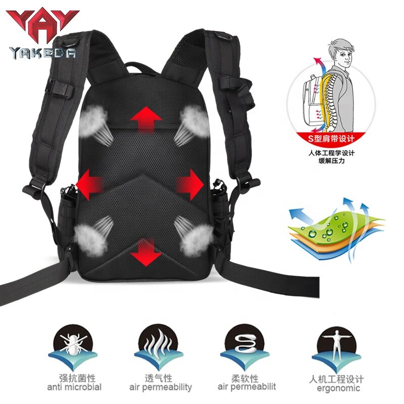 Mochilas de viagem impermeáveis Yakeda, 3 Molle Outdoor Sport Bag para homens, mochila para camping e caminhadas, 1000D