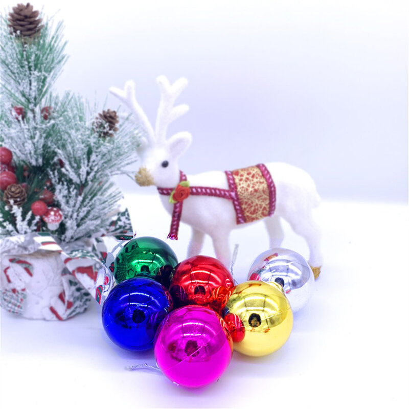 Bola colorida Natal Ornamento Set, Árvore Decoração Pingente, Presentes de Ano Novo, 3 cm, 4 cm, 5 cm, 6 cm, 7cm