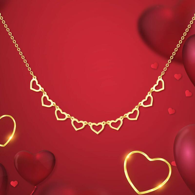 YFN collana con cuore in oro 18 carati per donna catena in oro reale e gioielli d'amore regali per la moglie regalo per lei