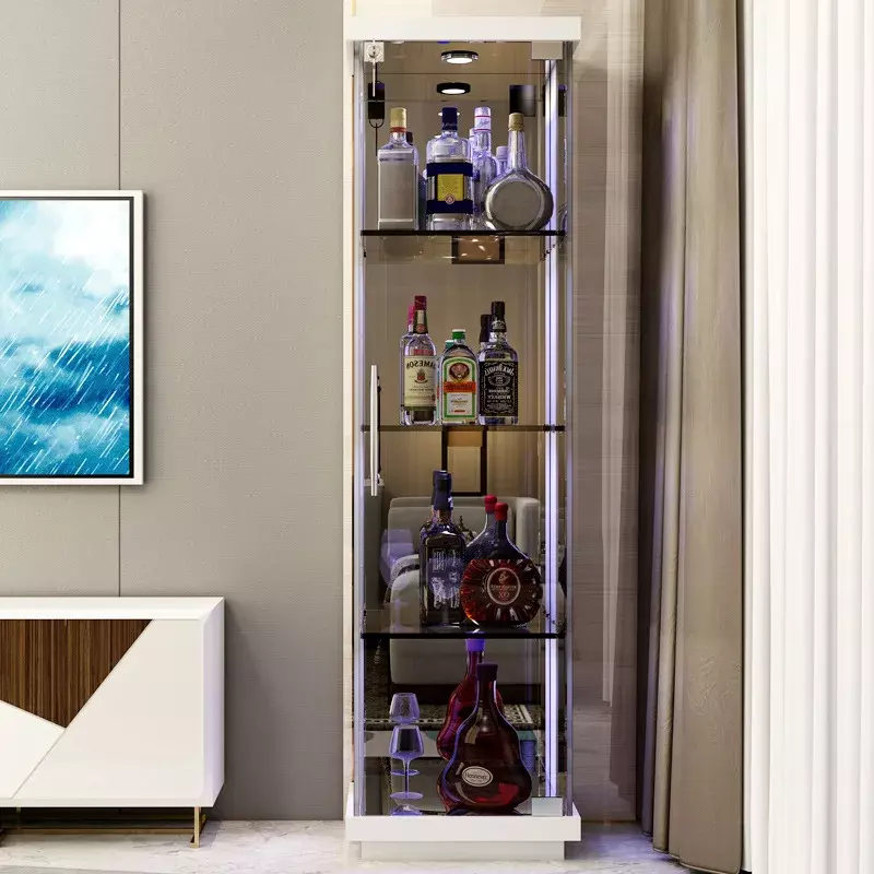 Armário do vinho do vidro de alta qualidade, armário de madeira maciça, simples e moderno