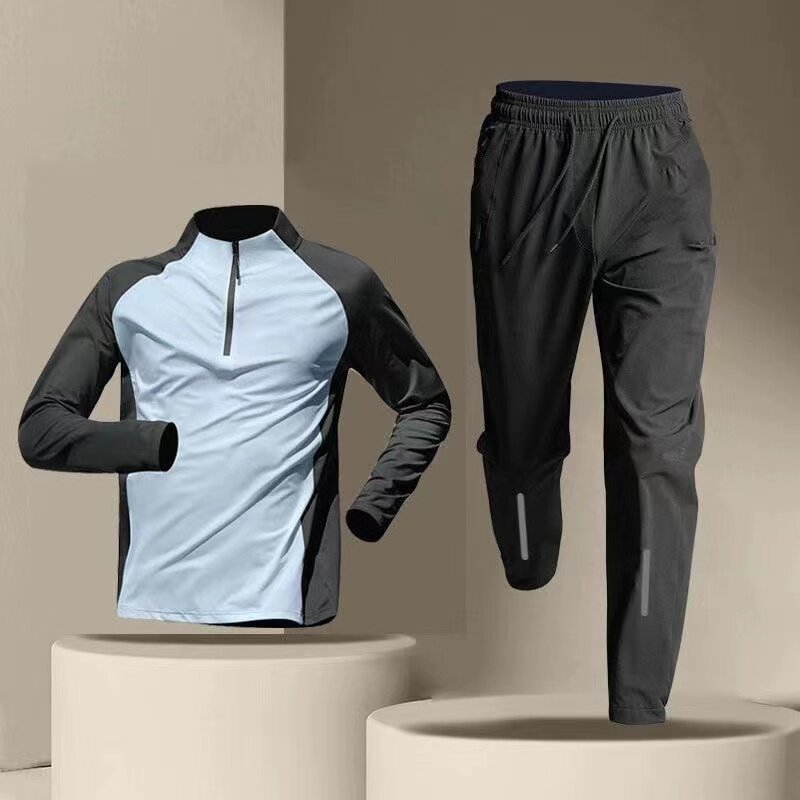 2024 Four Seasons Half Zipper Training Suit Set with Long Sleeves and Long Pants, Two Piece Set for Professional Sports, Running
