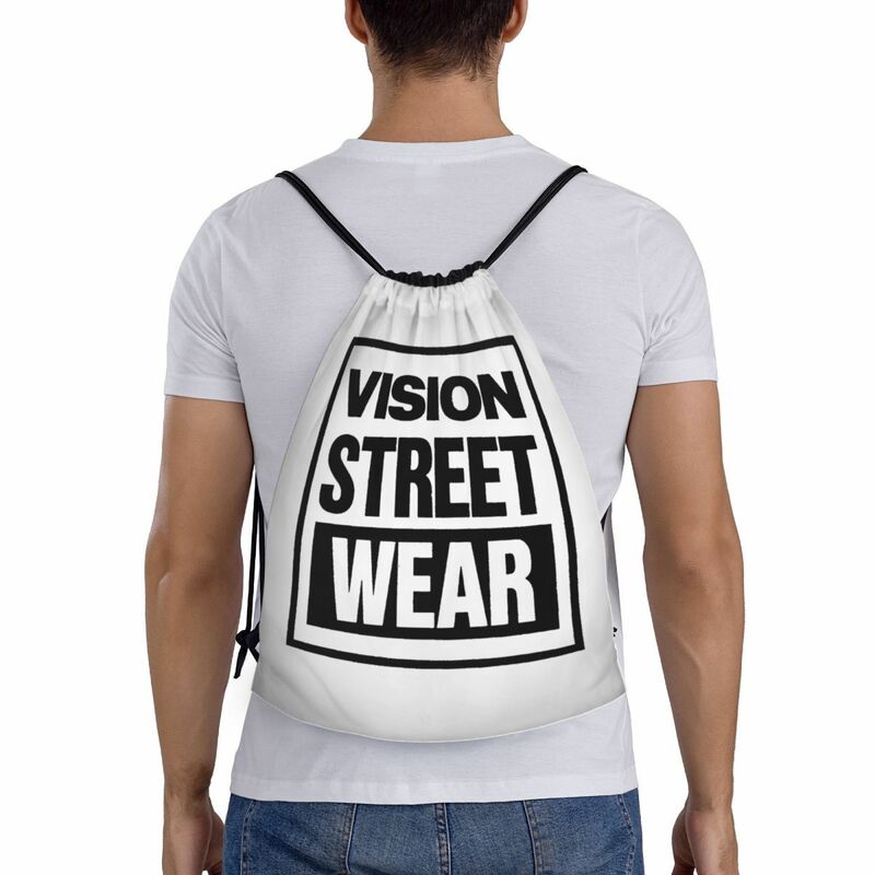 Custom Cool Vision Street Wear Drawstring Backpack Sports Gym Bag for Men Women Shopping Sackpack