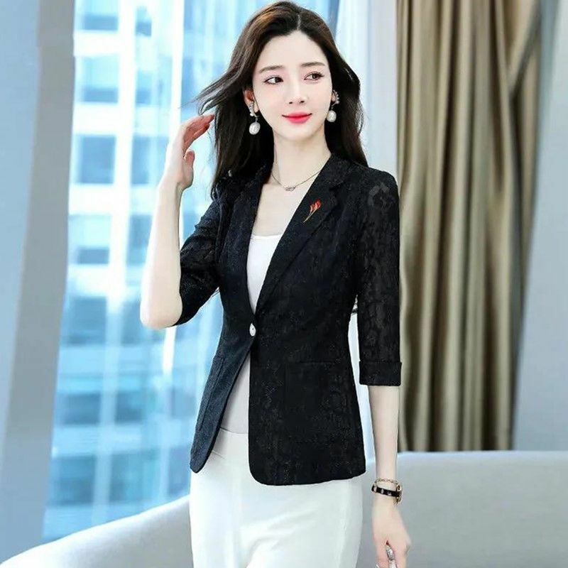 Casaco fino feminino de renda pequena, blazer feminino elegante profissional, coreano, primavera, verão, novo, B6, 2022