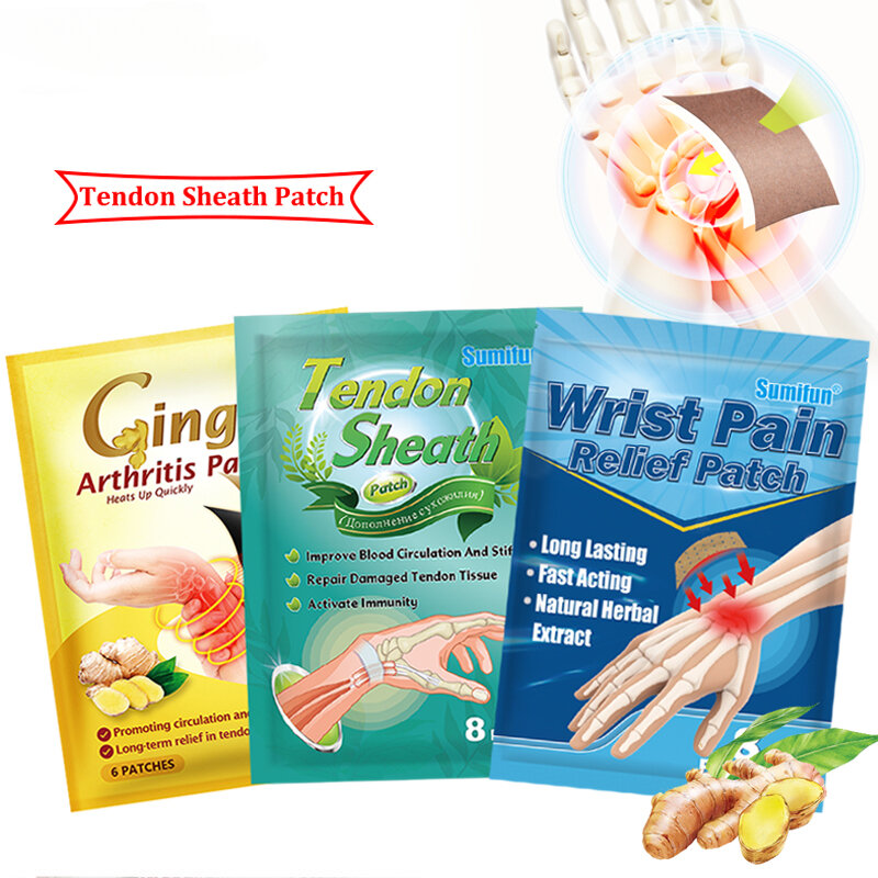 Patch Ginger Heat Sticker para Mão e Pulso Dedos Alívio da dor, tendinite e tenossinovite, bainha do tendão, gesso, 3 tipos