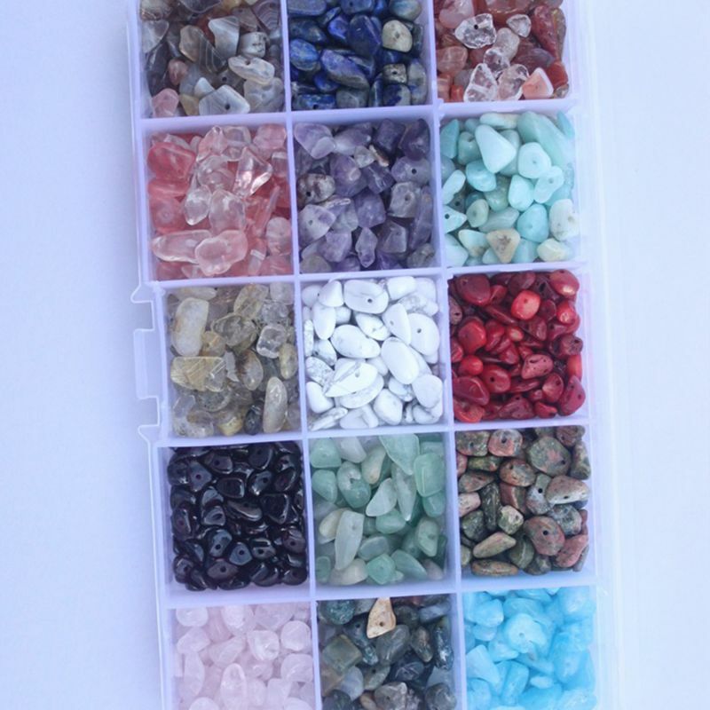 Assortiment perles pierres précieuses, 15 couleurs, puces naturelles forme irrégulière, pour bricolage, artisanat,