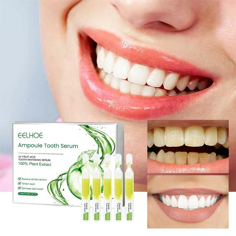 Frutas ácidas dentes branqueamento essência, creme dental descartável, remove manchas, limpeza profunda, respiração fresca, 3V