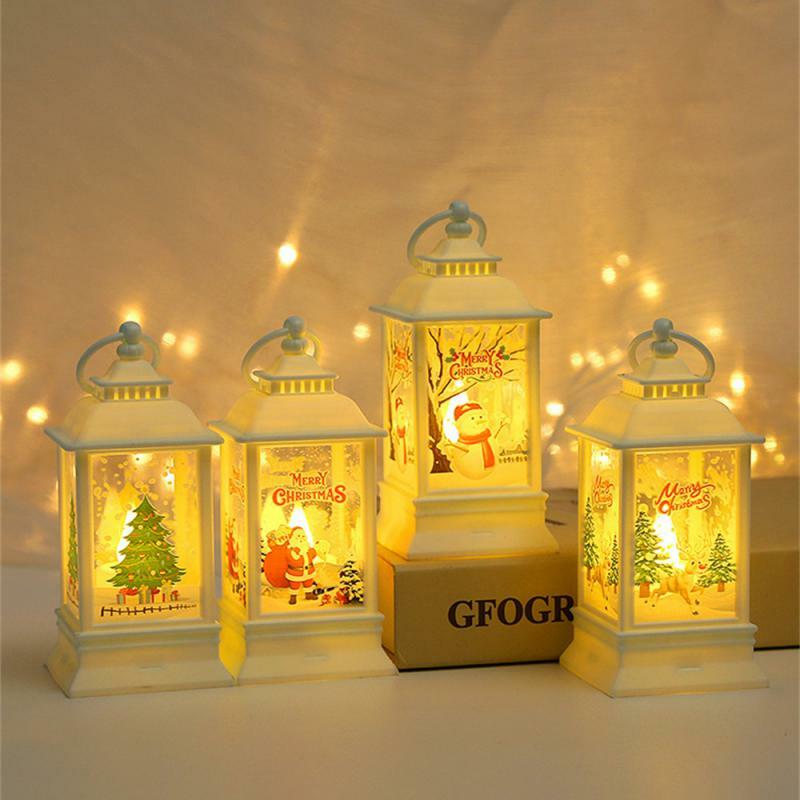 Lámpara de viento de Navidad, candelabro de noche, muñeco de nieve de anciano, adornos de escritorio, decoraciones navideñas, luz de vacaciones