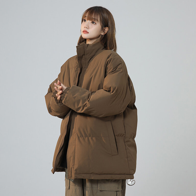 Autumn Winter New Women Jacket Cotton-padded Clothes Short Korean Fashion Stand Collar Thicken Bread Jacket Female Coat