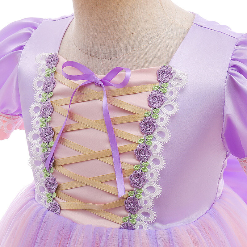 Prinses Halloween Rapunzel Jurk Voor Kind Fancy Cosplay Prinses Kostuum Roze Poff Mouw Jurken Voor Party Xmas Ball Gown1-6T