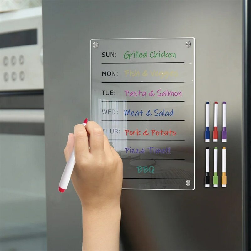 再利用可能な磁気アクリルカレンダーボード、ウィークリープランナー、冷蔵庫、11.7x8.27 "、16.54x11.7"