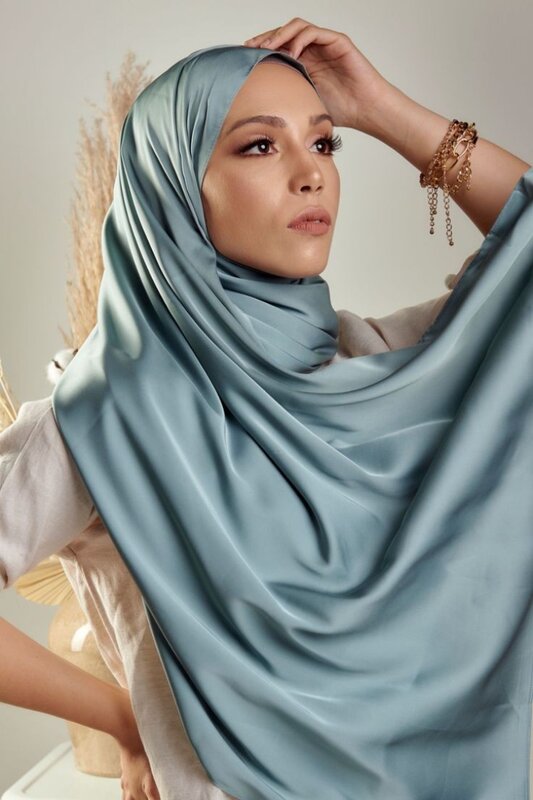 Hijabs de satén Premium para mujer, bufanda de gasa musulmana, turbantes, pañuelo para la cabeza, Foulard, Hijab femenino, 2022