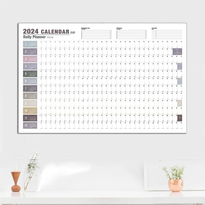 Calendario 2024 mese per visualizzare il calendario del pianificatore da parete calendario mensile 2024, calendario da parete mensile spesso del pianificatore domestico della famiglia