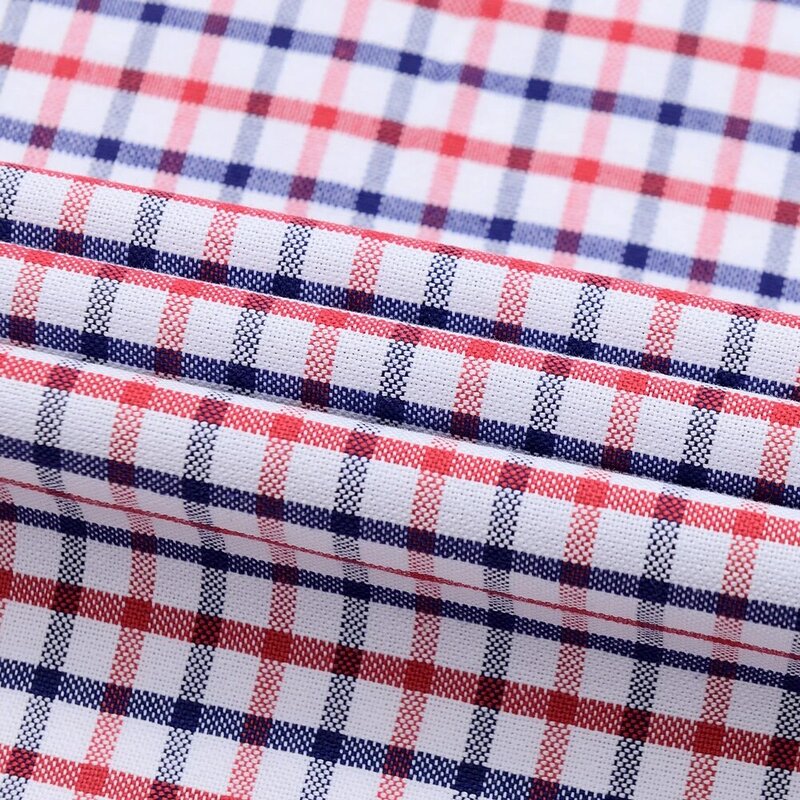 Camisas de algodón Oxford a cuadros informales versátiles para hombre, camisa de manga larga con un solo bolsillo, de ajuste estándar, con botones, a rayas a cuadros vichy