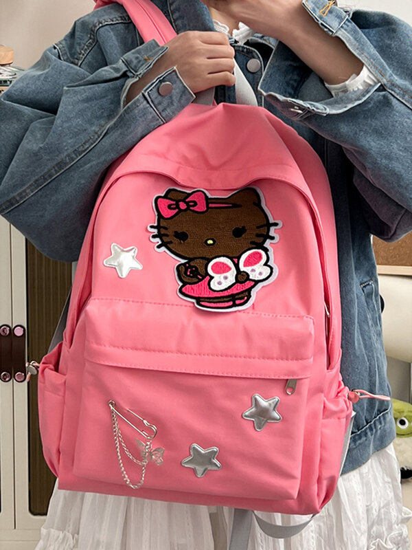 Sanrio-mochila de Hello Kitty Millennium para niña, bolso de hombro de gran capacidad, de moda Y2K, estético para estudiantes