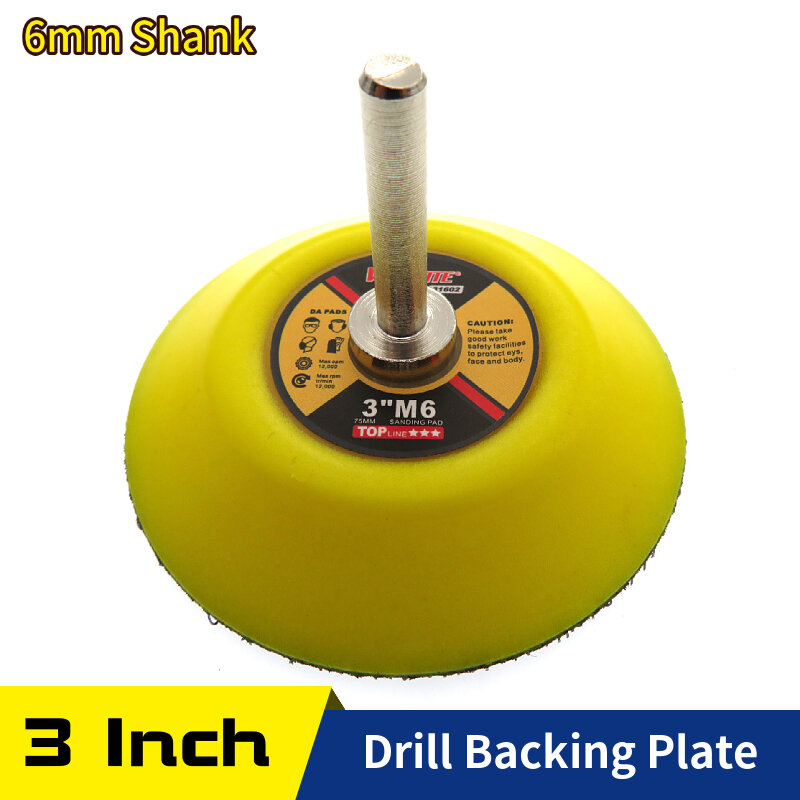 3 인치 (75mm) 후크 및 루프 샌딩 패드 (6mm Dia Shank Drill Backing Plate 포함) 그라인더 연마기 용 로타리 공구