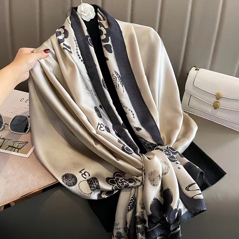 2023 nuovi scialli di seta 180*90cm Luxury Brand Design Foulard femminile grandi stole Hijab Foulard da donna sciarpe Echarpe Wraps