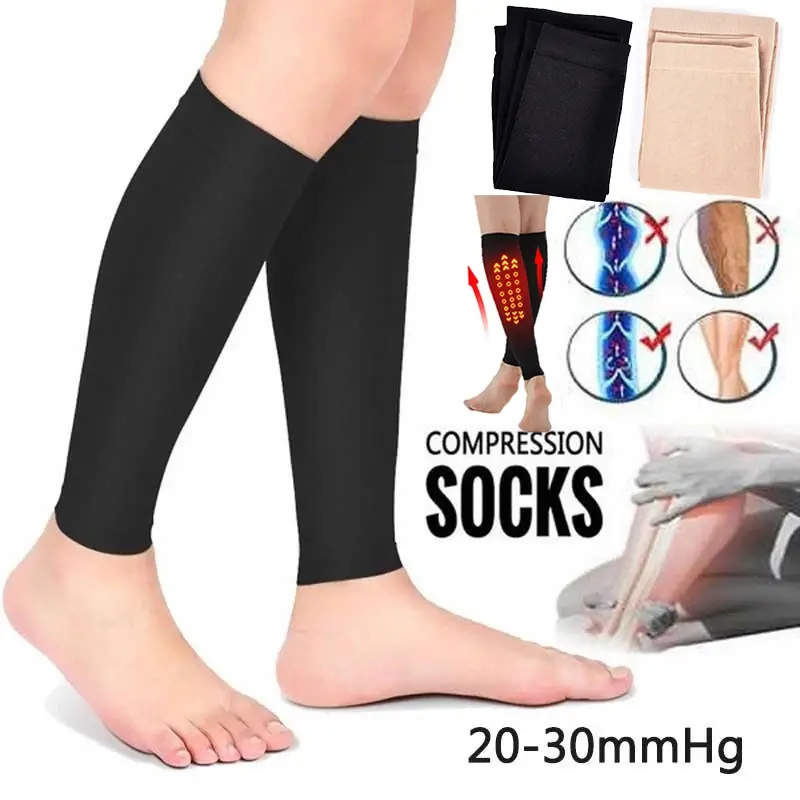 Calcetines de compresión para hombre, calcetín adelgazante para prevenir el dolor de venas varicosas, mangas para piernas, deportes al aire libre, medias de pantorrilla a presión