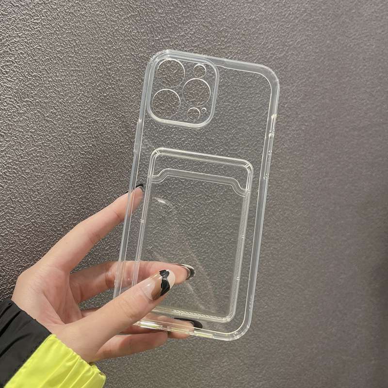 Soft Silicone Transparent Card Holder Bag Phone Case For Samsung Galaxy A71 A51 A41 A31 A21 A11 A A70 A50 A30 Clear Wallet Cover