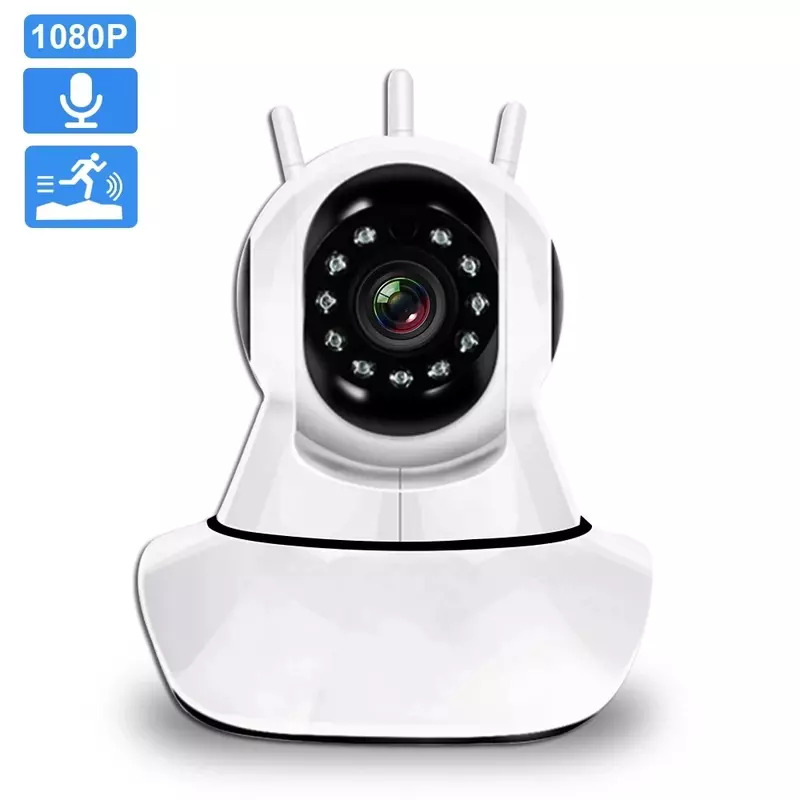 Câmera de Vigilância Infravermelha, Câmera IP WiFi, Rotação 360 °, 3 Antenas, Proteção De Segurança, 1080p