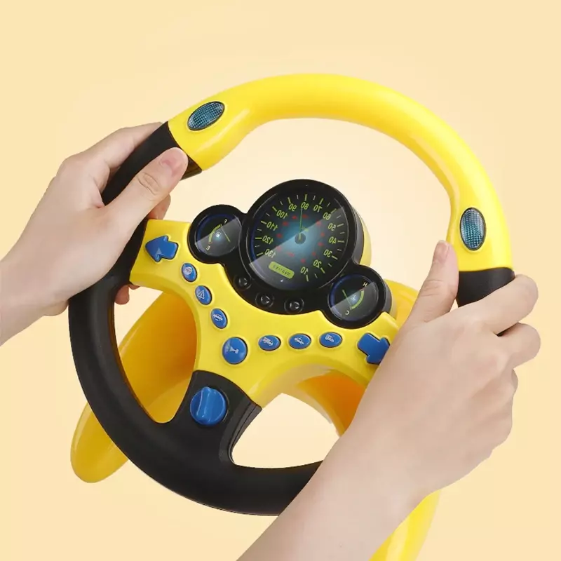 ของเล่น Setir mobil จำลองไฟฟ้าพร้อมรถเข็นก่อนการศึกษาสำหรับเด็กมีเสียงเบาของเล่นเสียงร้อง Setir mobil