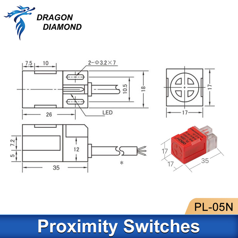 Laser Proximity Sensor Switch DC 6-36V 10mm PL-05N Normal Open NO for Laser Engraver Cutting Machine Spare Part