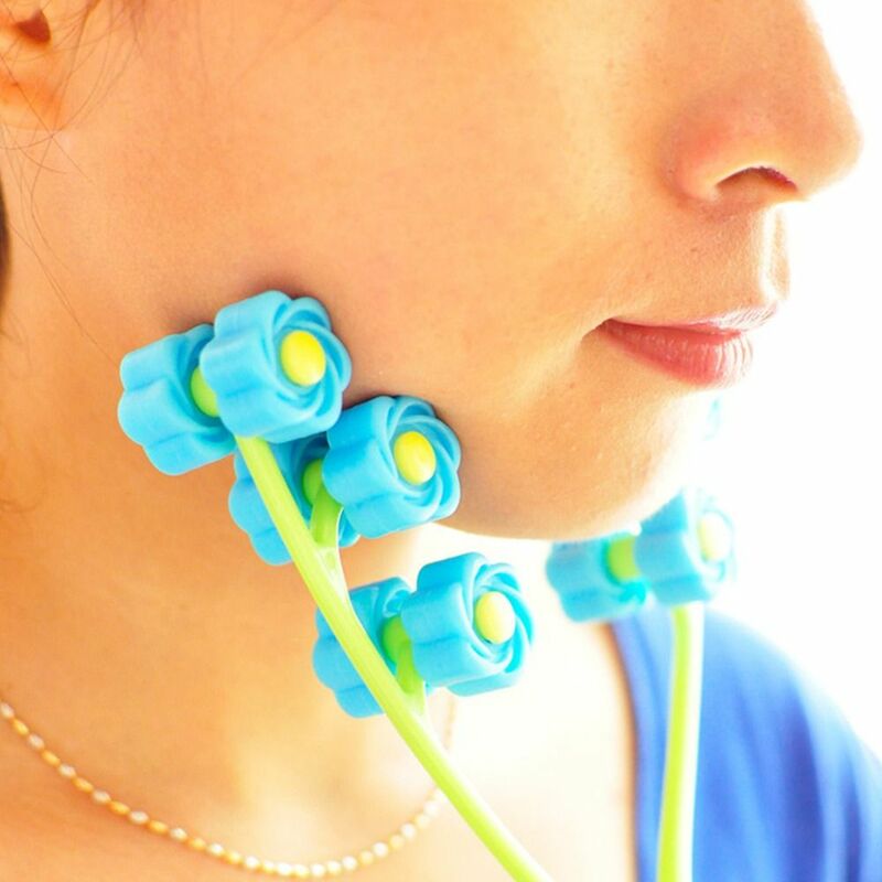 Alat pijat wajah relaksasi wajah, alat kecantikan portabel Anti Keriput mengangkat wajah bentuk bunga aman