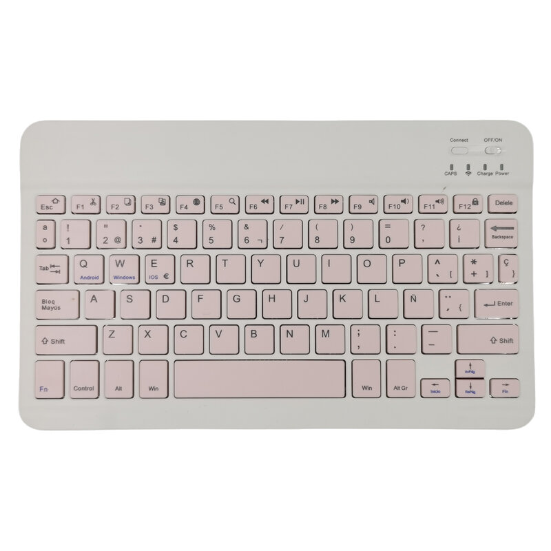 Keyboard portabel 10 inci, papan ketik Korea Mini nirkabel Bluetooth Spanyol Rusia untuk iPad XiaoXin Pad Tablet Laptop ponsel IOS Android
