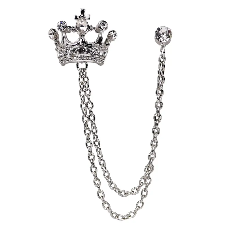 I-remiel spilla con nappa da uomo retrò di fascia alta Vintage stile britannico Pin Crystal Crown Badge corpetto per accessori per colletto