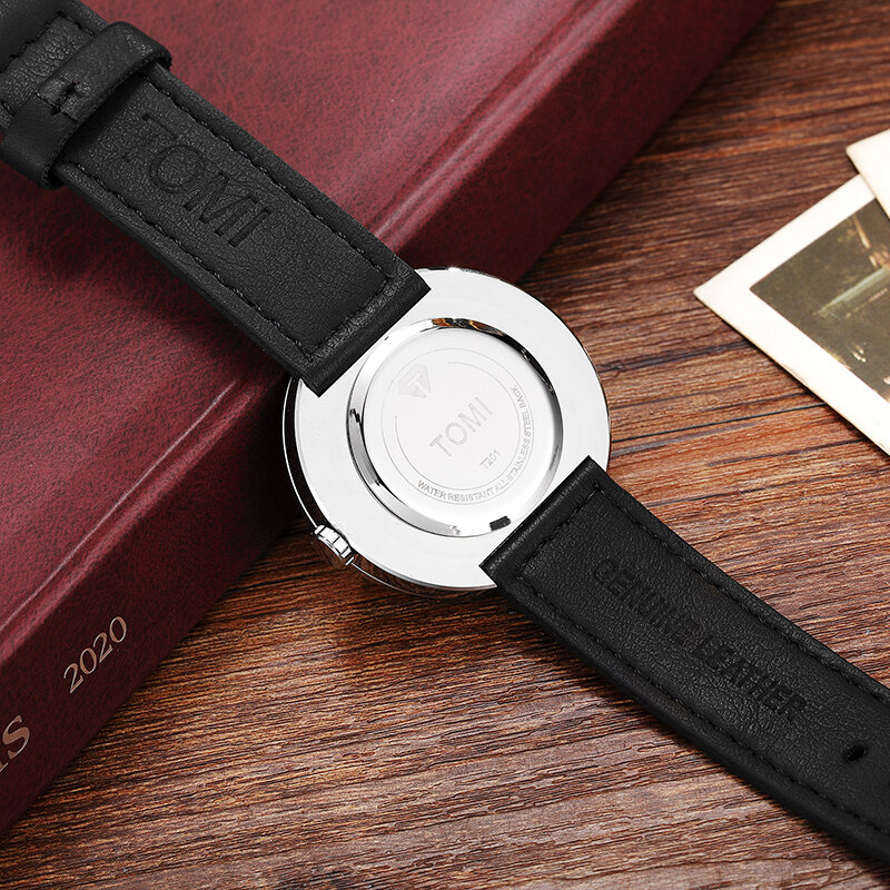 Męski zegarek kwarcowy kreatywny zegarek zestaw z wydrążonymi tarczami obrotowym skórzany zegarek męski prosty modny wodoodporny zegar