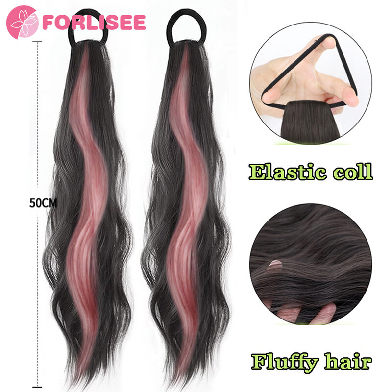 FORLISEE Long Hair Strap Style Double equiseto strong Girl Fluffy And Binding Hair Wig Piece Double equiseto
