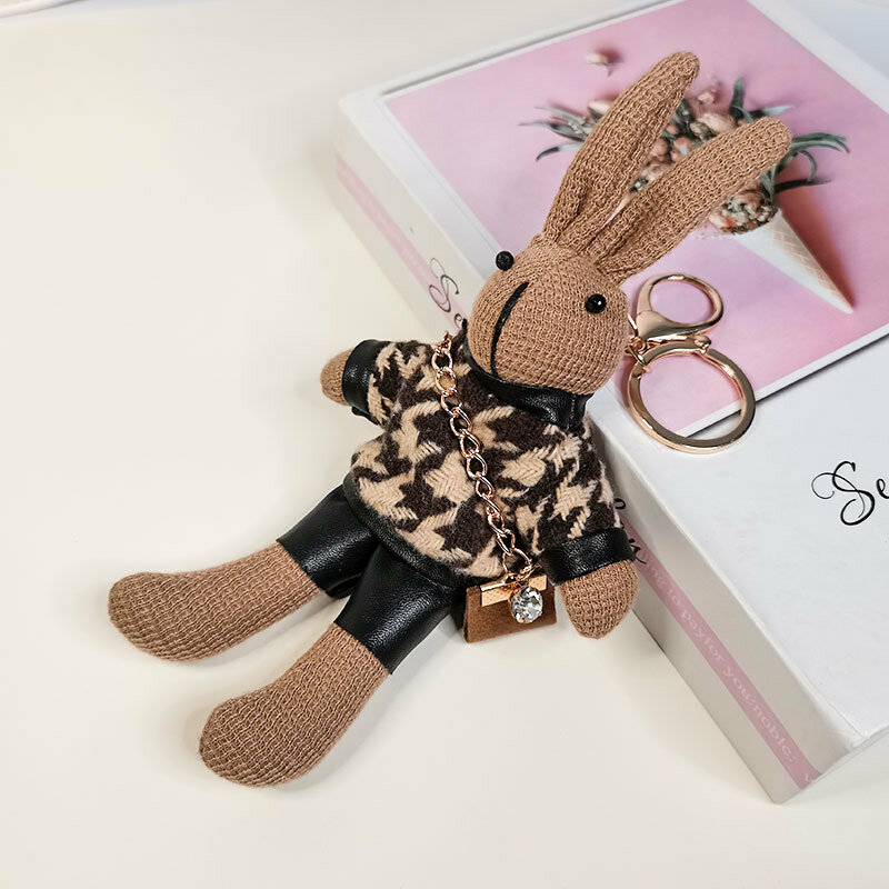 귀여운 만화 작은 향수 스타일 토끼 가방 펜던트, 귀여운 패션, 맞춤형 토끼 봉제 인형 키체인, 어린이 소녀 선물, 19cm