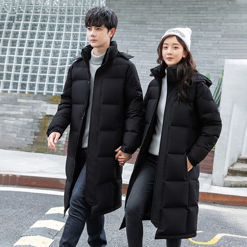 男性と女性のための韓国風のコート,学生,膝の長さのフード付きスーツ,防風ジャケット