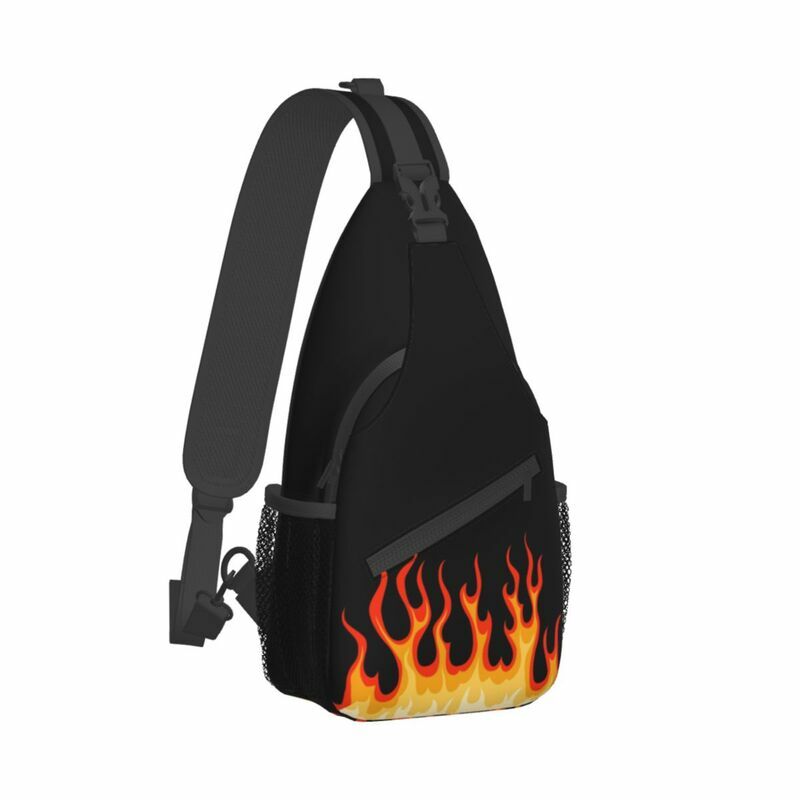Red Classic Racing Flames Sling Chest Crossbody Bag Men Casual Hot Fire Shoulder Backpack for Travel Cycling