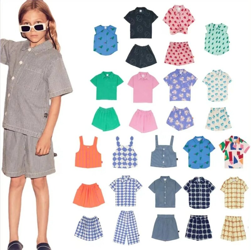 Wyn-子供用タンクトップとショーツセット、Tシャツ、女の子、男の子、子供、春、夏、在庫、無料送料