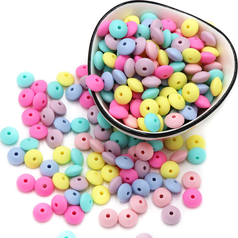 BOBO.BOX 20pcs perline di lenticchie in Silicone 12mm Baby Abacus dentizione perlina BPA gratuito fai da te neonato cura orale ciuccio catena massaggiagengive perla