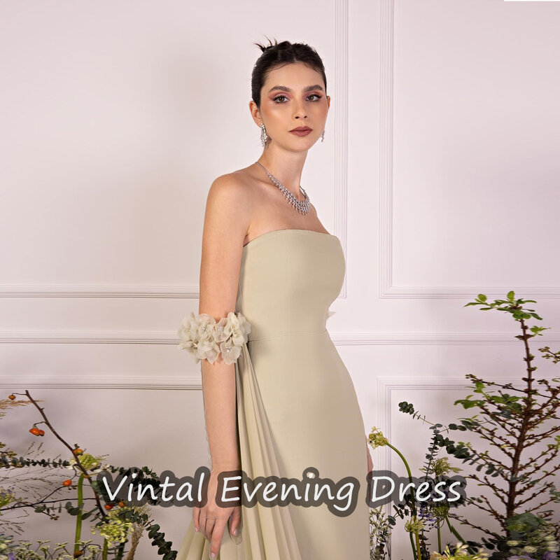 Женское вечернее платье-трапеция в пол Vindal, элегантное платье из крепа с оборками и вырезом на спине, модель 2024