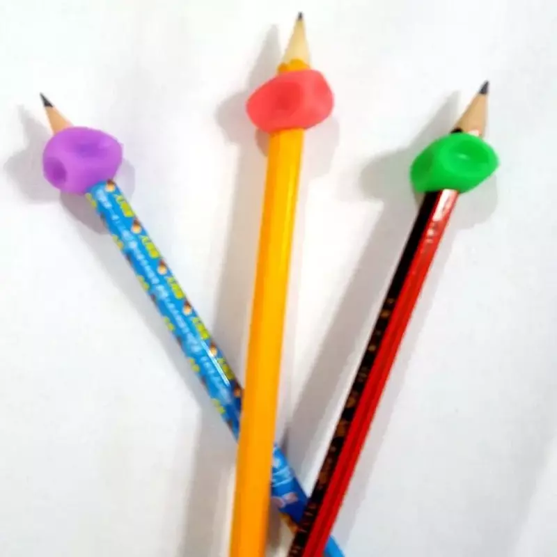 Soporte especial para lápices de piezas para niños pequeños, Corrector de escritura, cubierta de silicona para bolígrafos, material de papelería, 10 unidades