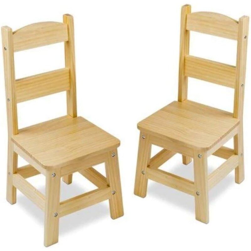 Wooden Chairs, Set of 2 - Blonde Furniture for Playroom - Kids Wooden Chairs, Children's Wooden Playroom Furniture