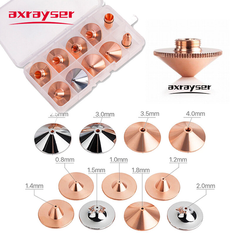 Axrayser boquilla láser para máquina cortadora de fibra Precitec WSX, diámetro de 28mm, calibre 0,8-4,0mm, cromado, capa única y doble, P0591