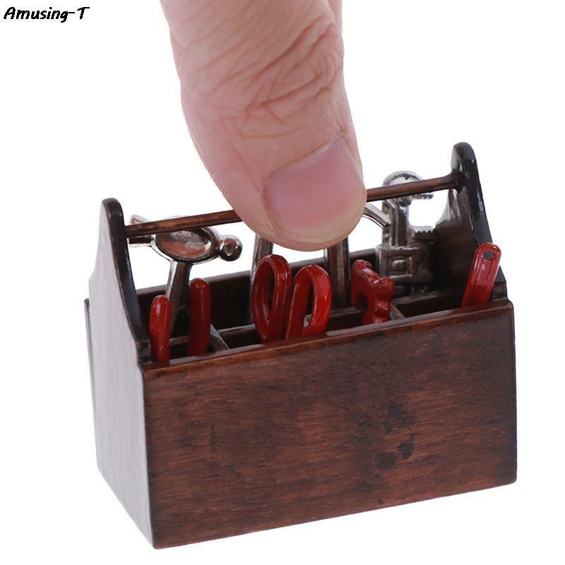 1Set 1:12 Mini cassetta degli attrezzi in miniatura per casa delle bambole accessori per la casa delle bambole fatti a mano strumenti di manutenzione di simulazione Set di modelli