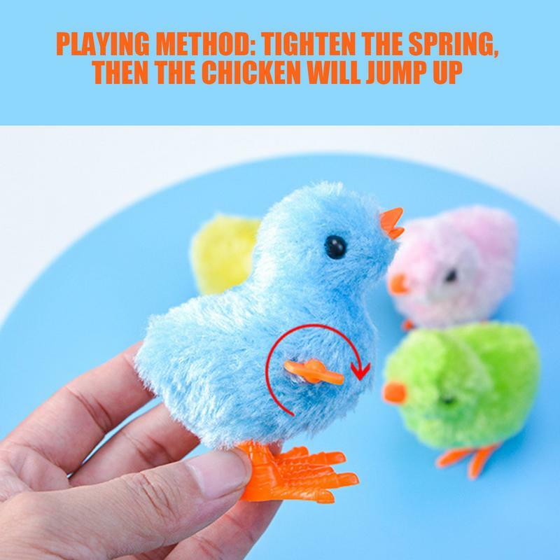 Cute Wind-Up Chicken Toy Funny Jumping Walking Plush Chicken Clockwork Toy Wind Up Chick Birthday Easter Gift for Kids or Pets