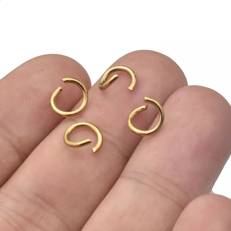 100 buah Pvd baja tahan karat berlapis emas cincin lompat terbuka langsung 4/5/6mm cincin konektor terpisah untuk DIY pembuatan temuan Ewelry